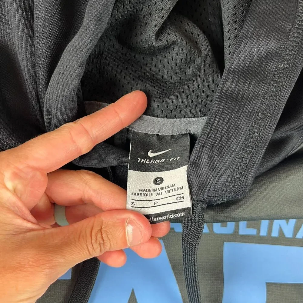Nike North Carolina Tarheels Therma Fit Hoodie Gray Blue Men's S Big Graphic